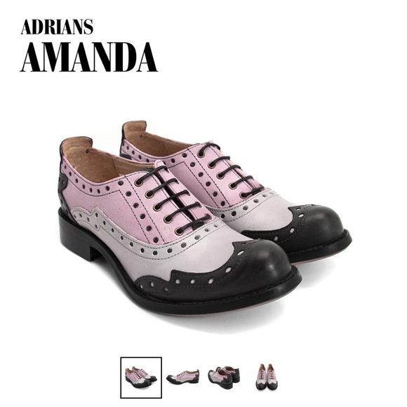 John Fluevog Pink and Black Brogue Flats - Picture 5 of 6